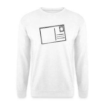 Postkarte handgezeichnet - Unisex Pullover - Weiß - Vorne - Alina (178cm) & Michal (187cm)