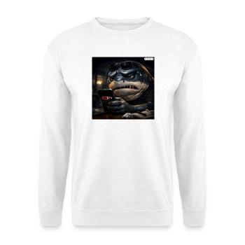 Hai_mit_Handy-_Akku1- - Unisex Pullover - Weiß - Vorne - Alina (178cm) & Michal (187cm)