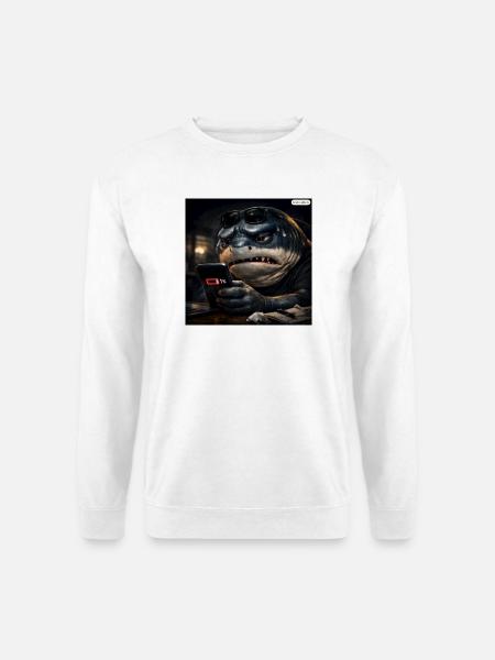 Hai_mit_Handy-_Akku1- - Unisex Pullover - Weiß