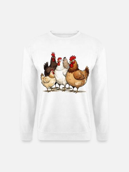 Hennentruppe am Hof Hühner-Flüsterer - Unisex Pullover - Weiß