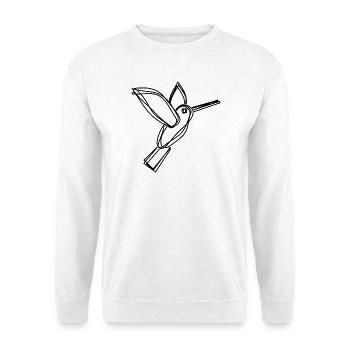 Kolibri handgezeichnet - Unisex Pullover - Weiß - Vorne - Alina (178cm) & Michal (187cm)