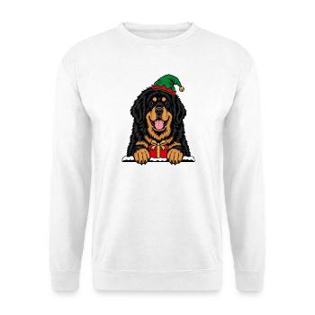 Weihnachtshund mit Geschenk - Unisex Pullover - Weiß - Vorne - Alina (178cm) & Michal (187cm)