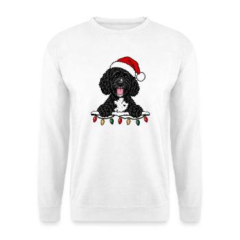 Portugiesischer Wasserhund Weihnachten - Unisex Pullover - Weiß - Vorne - Alina (178cm) & Michal (187cm)