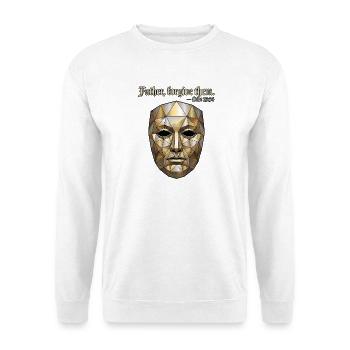 Ritter Maske König Boldwin Bibel Spruch - Unisex Pullover - Weiß - Vorne - Alina (178cm) & Michal (187cm)