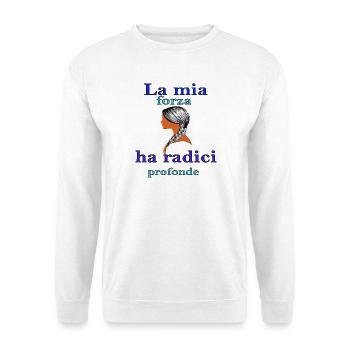 Tiefe Wurzeln – Weibliche Stärke - Unisex Pullover - Weiß - Vorne - Alina (178cm) & Michal (187cm)