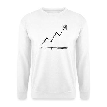Aktienkurs handgezeichnet - Unisex Pullover - Weiß - Vorne - Alina (178cm) & Michal (187cm)