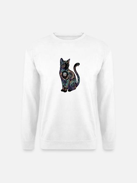Surreale Katze mit Treppen – Optische Täuschung - Unisex Pullover - Weiß