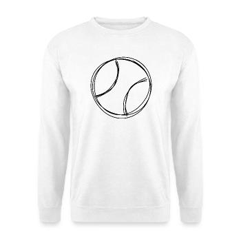 Tennisball handgezeichnet - Unisex Pullover - Weiß - Vorne - Alina (178cm) & Michal (187cm)