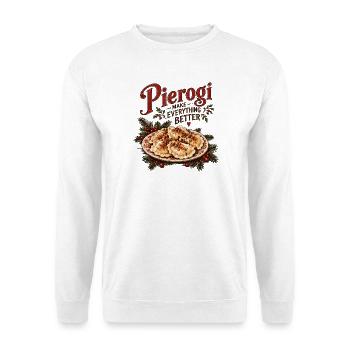 Pierogi machen alles besser Polnisches Essensdesign - Unisex Pullover - Weiß - Vorne - Alina (178cm) & Michal (187cm)