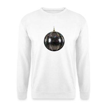 Silber Discokugel Vintage Geburtstag Party Tanz - Unisex Pullover - Weiß - Vorne - Alina (178cm) & Michal (187cm)