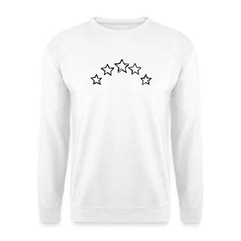 Fünf Sterne handgezeichnet - Unisex Pullover - Weiß - Vorne - Alina (178cm) & Michal (187cm)