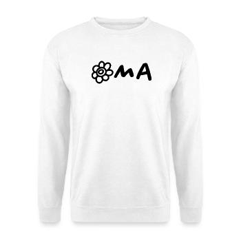 Oma mit Blume – Schwarz - Unisex Pullover - Weiß - Vorne - Alina (178cm) & Michal (187cm)