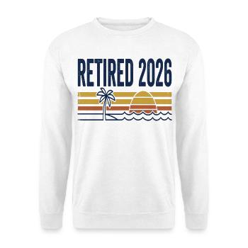 Ruhestand 2026 Strandpalme Sunset - Unisex Pullover - Weiß - Vorne - Alina (178cm) & Michal (187cm)