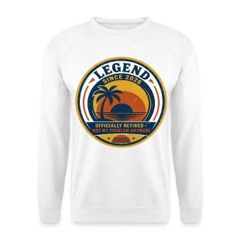 Legenden Ruhestand Retro Badge - Unisex Pullover - Weiß - Vorne - Alina (178cm) & Michal (187cm)