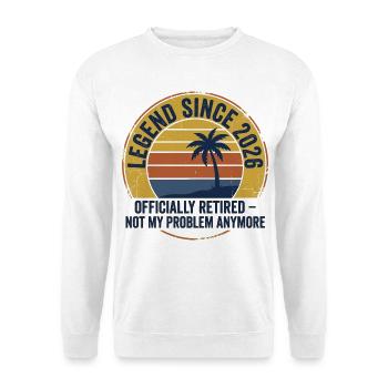 Legende seit 2026: Retro Sonnenuntergang - Unisex Pullover - Weiß - Vorne - Alina (178cm) & Michal (187cm)