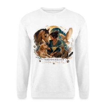 Herzverbindung Mensch Tierwelt - Unisex Pullover - Weiß - Vorne - Alina (178cm) & Michal (187cm)