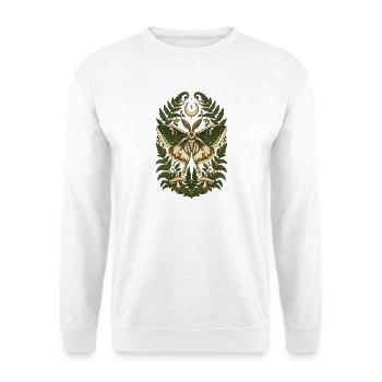 Nachtfalter mit Farn und Mond - Unisex Pullover - Weiß - Vorne - Alina (178cm) & Michal (187cm)