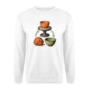 Vom Ton zur Schale – Töpferliebe - Unisex Pullover - Weiß - Vorne - Alina (178cm) & Michal (187cm)
