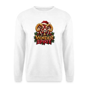 Winter Spirit Widder Weihnachten Low Poly Shirt - Unisex Pullover - Weiß - Vorne - Alina (178cm) & Michal (187cm)