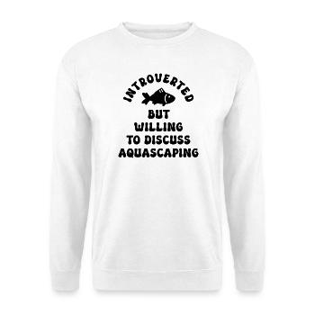 Aquarist Spruch Introvertiert - Unisex Pullover - Weiß - Vorne - Alina (178cm) & Michal (187cm)