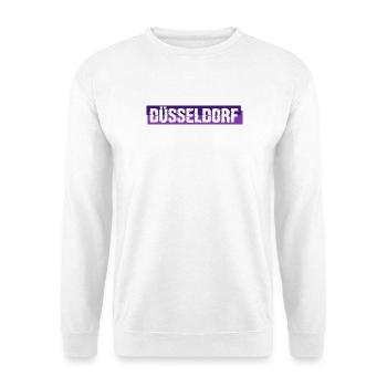 Düsseldorf - Grunge - Schriftzug - Deutschland - Unisex Pullover - Weiß - Vorne - Alina (178cm) & Michal (187cm)