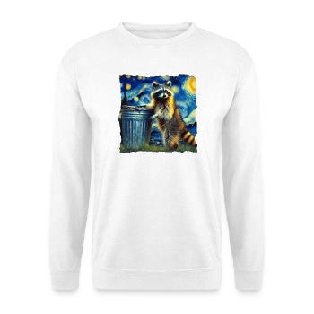 Raccoon Starry Night Waschbär - Unisex Pullover - Weiß - Vorne - Alina (178cm) & Michal (187cm)
