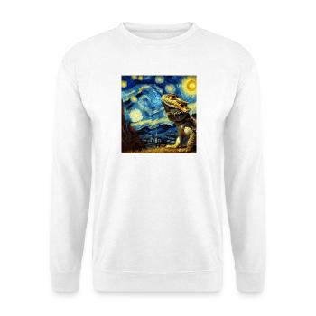 Bearded Dragon Lizard Starry Night Bartagame - Unisex Pullover - Weiß - Vorne - Alina (178cm) & Michal (187cm)