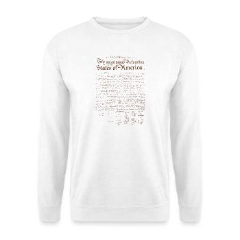 US-Unabhängigkeitserklärung - Unisex Pullover - Weiß - Vorne - Alina (178cm) & Michal (187cm)