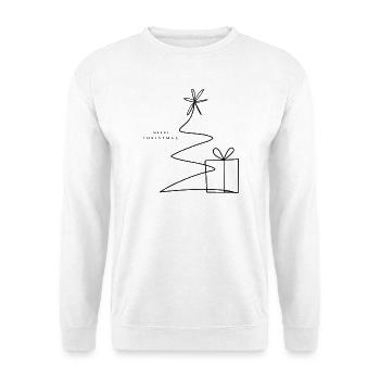 One Line Christmas Tree & Gift - Unisex Pullover - Weiß - Vorne - Alina (178cm) & Michal (187cm)
