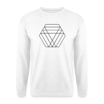 Hexagon-Prismenlinien - Unisex Pullover - Weiß - Vorne - Alina (178cm) & Michal (187cm)