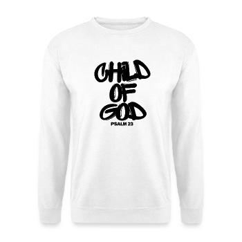 Child of God – Psalm 23 Christlicher Glaube - Unisex Pullover - Weiß - Vorne - Alina (178cm) & Michal (187cm)