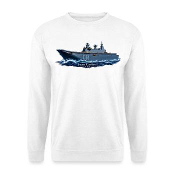 Juan Carlos I L61 – Nachtfahrt – personalisierbar - Unisex Pullover - Weiß - Vorne - Alina (178cm) & Michal (187cm)