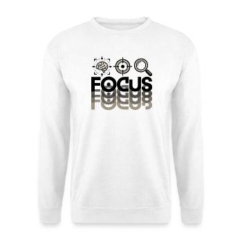 Focus – Fokus Mindset Konzentration Motivation - Unisex Pullover - Weiß - Vorne - Alina (178cm) & Michal (187cm)