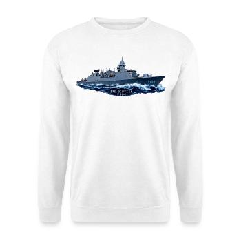 De Ruyter F804 – Nachtfahrt – personalisierbar - Unisex Pullover - Weiß - Vorne - Alina (178cm) & Michal (187cm)