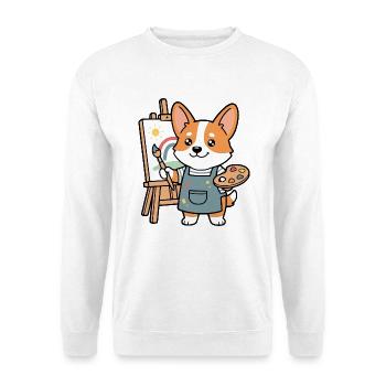 Süßes Kawaii Corgi-Künstler-Mal-Hundegeschenk - Unisex Pullover - Weiß - Vorne - Alina (178cm) & Michal (187cm)