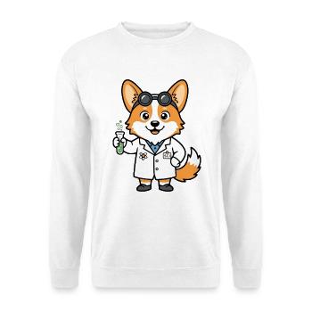 Süßes Kawaii Corgi Science Lover Welpenhemd - Unisex Pullover - Weiß - Vorne - Alina (178cm) & Michal (187cm)