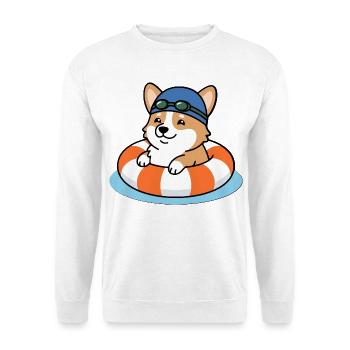 Süßes Kawaii Corgi Schwimm-Sommerstrandshirt - Unisex Pullover - Weiß - Vorne - Alina (178cm) & Michal (187cm)