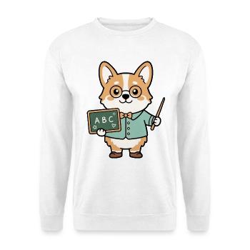 Niedliche Kawaii Corgi Lehrerpädagogen Kleidung - Unisex Pullover - Weiß - Vorne - Alina (178cm) & Michal (187cm)
