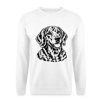 Labrador Retriever – Klassisches Hundeporträt - Unisex Pullover - Weiß - Vorne - Alina (178cm) & Michal (187cm)