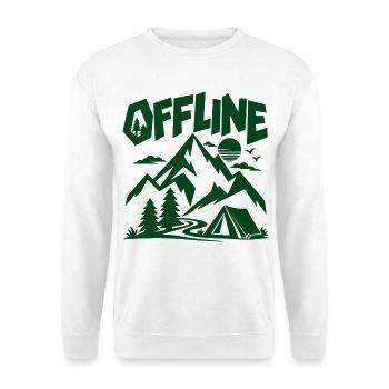 Offline – Berge Camping Wandern Natur Abenteuer - Unisex Pullover - Weiß - Vorne - Alina (178cm) & Michal (187cm)