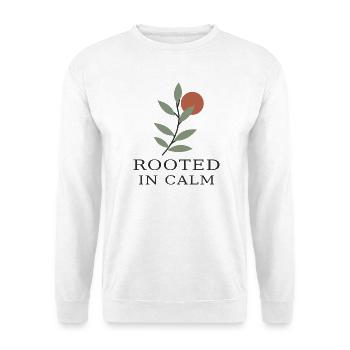 Rooted in Calm – Botanische Ruhe - Unisex Pullover - Weiß - Vorne - Alina (178cm) & Michal (187cm)