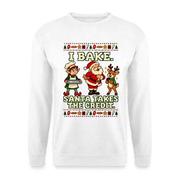 Weihnachtsbäckerei Plätzchen Backen - Unisex Pullover - Weiß - Vorne - Alina (178cm) & Michal (187cm)