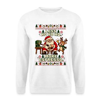Weihnachten Espresso Kaffee Santa - Unisex Pullover - Weiß - Vorne - Alina (178cm) & Michal (187cm)