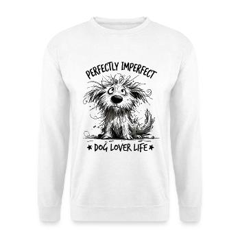 Sketch Furry Dog - Unisex Pullover - Weiß - Vorne - Alina (178cm) & Michal (187cm)