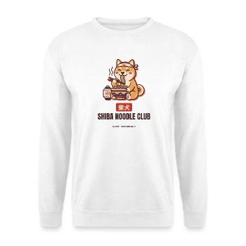 Shiba Nudelclub Shiba Inu Ramen essen - Unisex Pullover - Weiß - Vorne - Alina (178cm) & Michal (187cm)