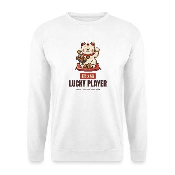 Glücksspieler Maneki Neko Arcade-Joystick-Gamer - Unisex Pullover - Weiß - Vorne - Alina (178cm) & Michal (187cm)
