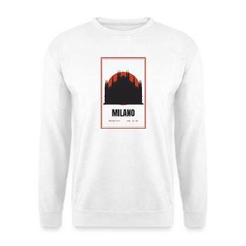Milano Aperitivo Duomo Red Sun Retro-Poster - Unisex Pullover - Weiß - Vorne - Alina (178cm) & Michal (187cm)
