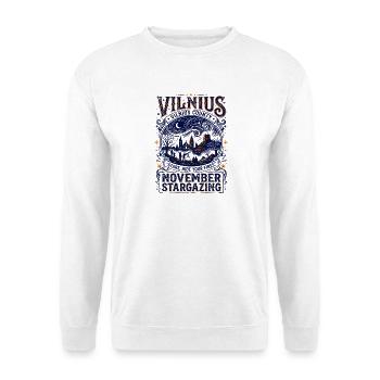 November Stargazing Vilnius County Night Sky - Unisex Pullover - Weiß - Vorne - Alina (178cm) & Michal (187cm)