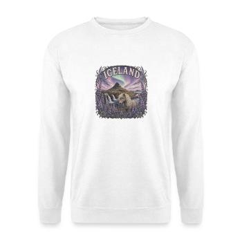 Iceland Reise – Island Nordlicht Natur - Unisex Pullover - Weiß - Vorne - Alina (178cm) & Michal (187cm)