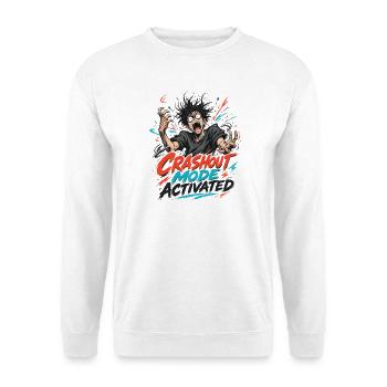Crashout Modus Aktiviert - Unisex Pullover - Weiß - Vorne - Alina (178cm) & Michal (187cm)
